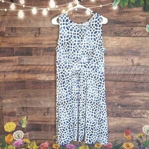 JM Collection Small NWOT Blue and White fall. office resort wear dress.